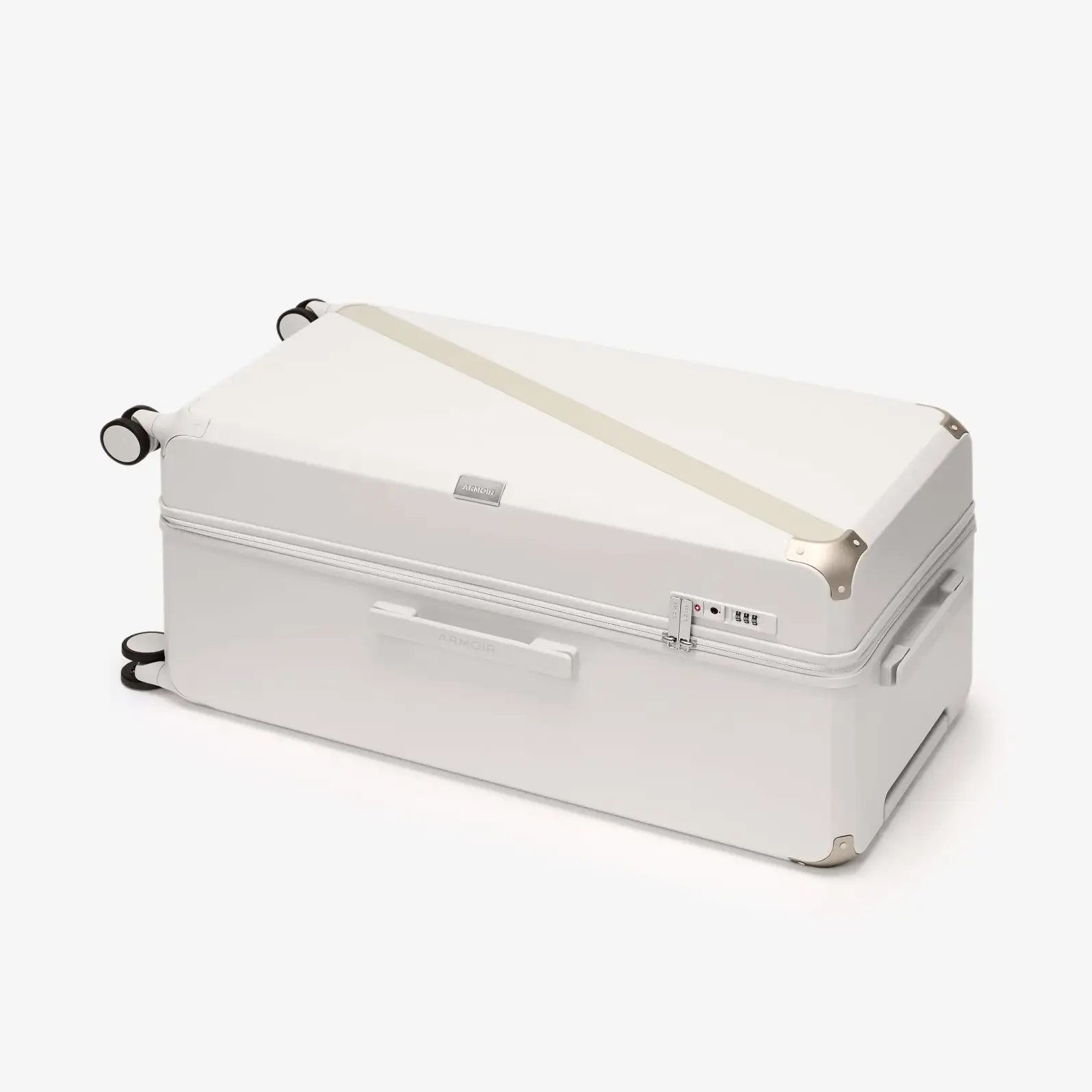 Beige large travel trunk, The Large Trunk Essential by Armoir, horizontal view